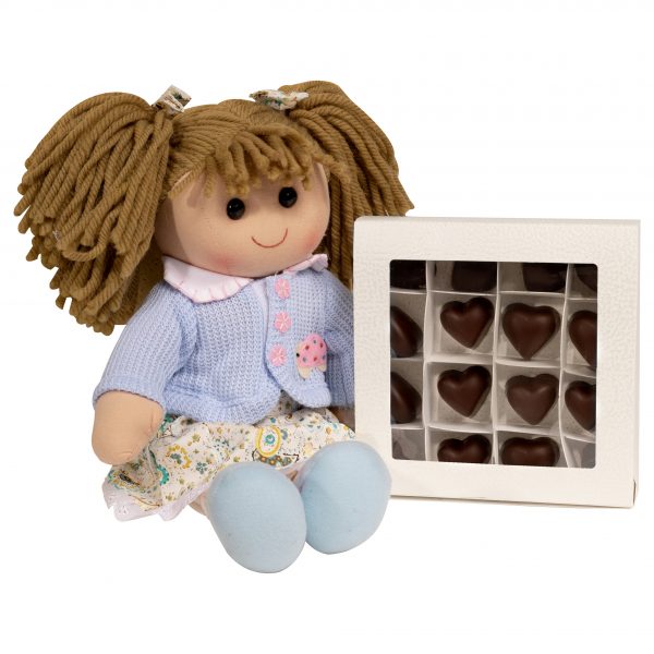 Bambola Hello Dolly e cioccolatini di San valentino